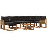 vidaXL Zunanja garnitura za sedenje z blazino 8 pcs Naravna in črna, (5000280031) | Shoptok.si