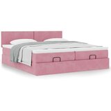 vidaXL Otomanski posteljni okvir z vzmetnicami roza 200x200cm žamet | Shoptok.si