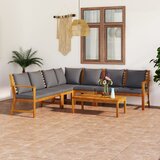 The Living Store Vrtna sedežna garnitura z blazinami 6-delna trden akacijev les - Vrtna Sedežna Garnitura, (21421630) | Shoptok.si