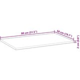 vidaXL Stolna ploča 80 x 50 x 2 cm pravokutna od masivnog drva bagrema | shoptok.hr