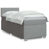 vidaXL Box spring postelja z vzmetnico svetlo siv 100x200 cm blago | Shoptok.si