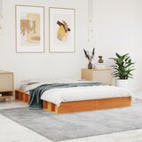 Maison Chic Posteljni okvir - Dvoposteljna postelja - Zakonska postelja brez vzmetnice voščeno rjav 120x190 cm borovina-J13180, (21759358) | Shoptok.si