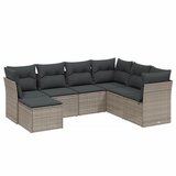 Maison Chic Seti vrtnega pohištva - Vrtna garnitura - Vrtni pohištvo set 7-delna z blazinami siv poli ratan, (21803233) | Shoptok.si