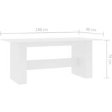 vidaXL Blagovaonski stol bijeli 180 x 90 x 76 cm od iverice | shoptok.hr