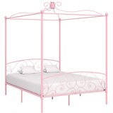 Maison Chic Posteljni okvir - Dvoposteljna postelja - Zakonska postelja z ogrodjem za baldahin roza kovinski 160x200 cm, (21695047) | Shoptok.si
