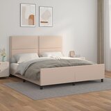 Maison Chic Posteljni okvir - Dvoposteljna postelja - Zakonska postelja z vzglavjem kapučino 180x200 cm umetno usnje, (21694078) | Shoptok.si