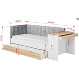  Dječji tapecirani krevet FREYA s dodatnim krevetom i radnim stolom - bijeli - 180x80 cm - Bez madraca | shoptok.hr