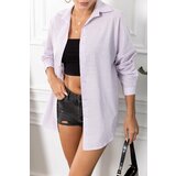 armonika Women's Lilac Striped Look Oversized Long Basic Shirt Cene