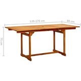  Vrtni blagovaonski stol (120-170) x 80 x 75 cm od drva bagrema | shoptok.hr