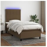  Krevet box spring s madracem LED tamnosmeđi 80 x 200 cm tkanina | shoptok.hr