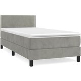 Maison Chic Box spring postelja - Vzmetna postelja z vzmetnico svetlo siva 90x200 cm žamet SL19566, (21893867) Cene