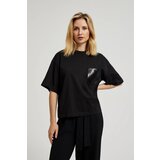 Moodo Women's T-shirt with sequins - black | Shoptok.si