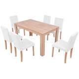  7-dijelni blagovaonski set od umjetne kože boja hrasta/krem | shoptok.hr