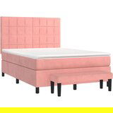  Box spring postelja z vzmetnico roza 140x200 cm žamet, (20893334) | Shoptok.si