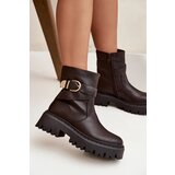 Boto Insulated Women's Boots with Gold Buckle Chocolate Elanore | Shoptok.si