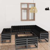  Sedežna garnitura 11-delna z blazinami siva borovina | Shoptok.si
