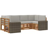  Sekcijska garnitura 6 pcs Prirodna i svjetlosiva Poliester | shoptok.hr