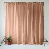 Ružičasta/smeđa lanena zavjesa 140x250 cm Cafe Creme –
