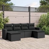  6-dijelni set vrtnih sofa s jastucima crni od poliratana | shoptok.hr