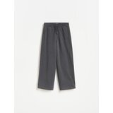 Reserved Wide leg hlače s visokim udjelom pamuka - tamnosivo | shoptok.hr