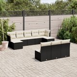 vidaXL 10-dijelni set vrtnih sofa s jastucima crni od poliratana | shoptok.hr