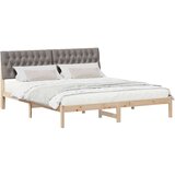 vidaXL Posteljni okvir z oblazinjenim vzglavjem Rjava 180 x 200 cm | Shoptok.si