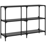  Konzolni stol s crnom staklenom površinom 118,5x30x81cm čelični | shoptok.hr