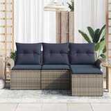 Sjedeća garnitura za vrt s jastukom 4 pcs Siva poliratan | shoptok.hr