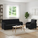  Set sofe 2 pcs Crna Baršun - Crna 1 sjedalo + trosjed | shoptok.hr