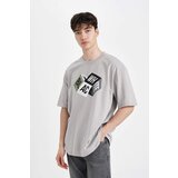 Defacto Oversize Fit Crew Neck Printed 100% Cotton T-Shirt Cene