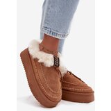 Boto Women's Snow Boots On Platform With Fur And Stitching Camel Kellina | shoptok.hr