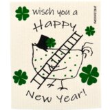 OWOSCHFETZN Gobasta krpa "Happy New Year" - Kokoš Berta, zelena Cene