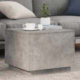 vidaXL Klubska mizica z LED lučkami betonsko siva 50x50x40 cm