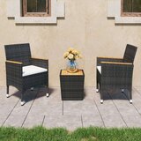  3-dijelni bistro set od poliratana i bagremovog drva crni Cijene