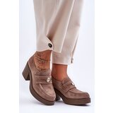 LEMAR Women's Suede Half Boots on Heel Beige Dunadia | Shoptok.si