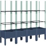  Vrtna sadilica s rešetkom plava siva 160 x 40 x 142,5 cm PP | Eponuda.com