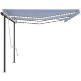  Tenda na ručno uvlačenje s LED svjetlima 6 x 3 m plavo-bijela | shoptok.hr