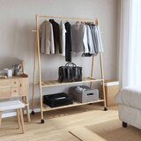 vidaXL Stojalo za oblačila s policami n kolesi 132x45,5x155,5cm Bambus | Shoptok.si