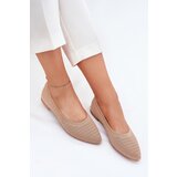 Boto Mesh Fabric Women's Ballet Flats Dark Beige Sarina | Shoptok.si