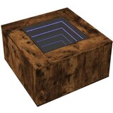 vidaXL Klubska mizica LED dimljeni hrast 60x60x40 cm inženirski les | Shoptok.si