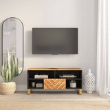 TV ormarić smeđe-crni 100 x 33,5 x 46 cm od masivnog drva manga | shoptok.hr