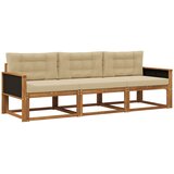 vidaXL Zunanja garnitura za sedenje z blazino 3 pcs Naravna in bež, (5000282232) | Shoptok.si