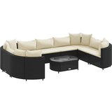 Maison Chic Seti vrtnega pohištva - Vrtna garnitura - Vrtni pohištvo set 10-delna z blazinami črn poli ratan, (21811659) | Shoptok.si