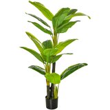 HOMCOM Rastlina banana v loncu, umetno drevo banana, umetna rastlina za notranjo in zunanjo uporabo, 150 cm, (20756617) | Shoptok.si