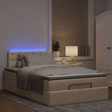 vidaXL Otomanski posteljni okvir z vzmetnico krem 120x190 cm blago, (21611191) | Shoptok.si
