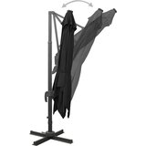  Konzolni vrtni suncobran sa stupom i LED svjetlima 300 cm crni | Eponuda.com
