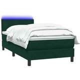 Box Spring krevet s madracem i LED tamnozeleni 80x220 cm baršun | shoptok.hr
