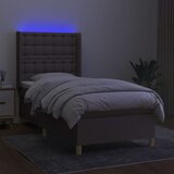  box spring s madracem LED smeđesivi 90x190 cm tkanina | shoptok.hr