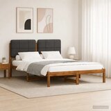  Krevetni okvir s tapiciranim uzglavljem Prirodna i tamnosiva - Prirodna i tamnosiva 140 x 200 cm | shoptok.hr