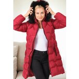 Dewberry Z6760 WOMEN'S COAT-PLAIN BURGUNDY Cijene